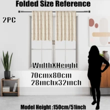 2片米色波点绒球提花薄纱窗帘，杆袋式顶部设计，方便悬挂，优质涤纶面料，柔软轻盈，半透明，可机洗，欧式乡村风格家居窗帘装饰，适用于小窗户、卧室、客厅、厨房、办公室。 - 米色 - 查看 13