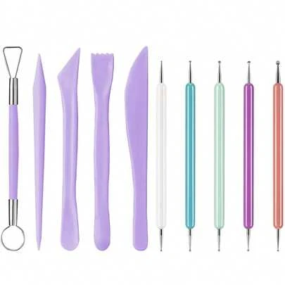 10pcs/Pack Clay Sculpting Tool Set - Easy To Use, Pottery Carving Kit With Comfortable Grip Tools, Suitable For Clay, Soft Clay And Modeling Clay, Ideal For Children And Adults