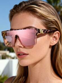 SSPV 1 pieza Gafas de moda con estampado de carey para el Día de San Valentín, gafas de moda con estampado de leopardo degradado, estilo bohemio casual, vintage, elegante, para fiestas, sexy y de calle, de policarbonato, para todas las estaciones - Multicolor - Ver 3