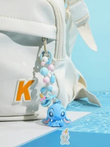 Blue Cute Beaded Monster Hanging Accessory, Adorable Kawaii-Inspired Design With Soft Blue Colorway And Bead Chain Detail, Playful Mini Charm With Sweet Expression, Decorative Bag Charm For Backpack, Handbag Or Keys, Lovely Collectible Accessory For Cute Aesthetic Lovers, Adds A Fresh And Cheerful Touch To Daily Outfits, Perfect Gift For Birthdays, Holidays, Valentine's Day & Sweet Moments - Cute Beaded Stitch - View 2