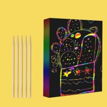 10/20/50pcs Rainbow Scratch Art Paper (Includes Bamboo Scratch Tool + 4 Templates) - Magical Scratch Art Paper, Perfect For Holiday Parties, No Ink Needed, Easy To Use, Clean And Tidy. This DIY Paper Craft Set Is An Ideal Gift For Parties, Boys, Girls, Birthdays, New Year, Holiday Decor, And Back To School Favors. - Multicolor - View 7