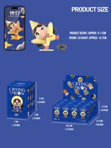 CRYBABY Crying To The Moon Caja Ciega, 12 Estilos Regulares + 1 Estilo Oculto, Tema de Luna y Espacio Soñador CRYBABY Coleccionable para Fans Caja Ciega, Figura de Estatua Linda Decoración de Escritorio Juguete Sorpresa Aleatoria Caja Ciega, Regalo para Fiesta de Navidad y Cumpleaños - Multicolor - Ver 4