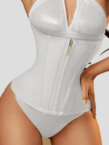 1 pieza Cinturilla Moldeadora con Cremallera Frontal, Shapewear para Mujer, Moldeador Corporal de Alta Compresión - Blanco - Ver 3