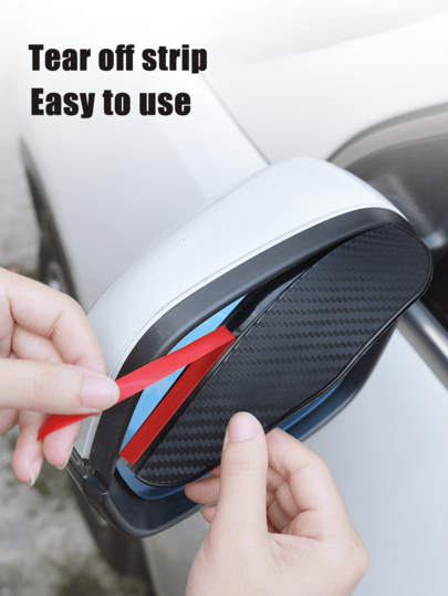 2PCS Car Rearview Mirror Rain Cover, Car Side Mirror Rain Plate, Carbon Fiber Waterproof PVC, Car Exterior Accessory Decoration, Suitable For Most Vehicles - Cars, Trucks And SUVs (Carbon Fiber), Easy To Paste, Waterproof And Anti Glare, Suitable For Travel, Outdoor, Daily Travel, Work