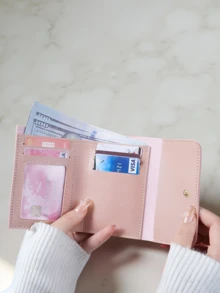 1pc Stitched Bifold Short Wallet, Retro Solid Color Short Wallet, Slim Lightweight PU Leather Card Holder, Multi-Compartment Design, Durable & Thin, Suitable For Travel, School And Daily Use, Can Be Used As Coin Purse Or Clutch, Classic Credit Card Slots - Multicolor - View 6