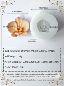 新款玫瑰硅胶模具 | 3D蝴蝶兰香皂蜡烛装饰工具 | 树脂粘土手工DIY模具套装（含莲花） | 适用于婚礼、毕业派对礼物、石膏工艺品、香薰蜡烛 - 白色 - 查看 7