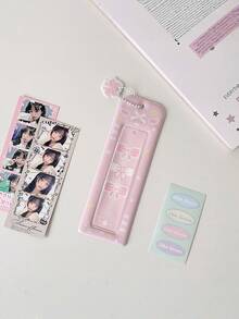 1个多色4格卡包可爱围巾式卡套照片卡夹可爱信用卡盒挂件钥匙扣徽章学生证/银行卡照片卡挂件钥匙扣女士迷你钱包小钱包卡包旅行必备 - 彩色 - 查看 12