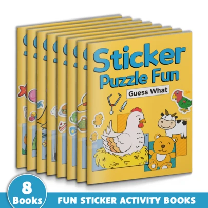 Bloco de Atividades com Adesivos Temáticos para Crianças | 8 Temas Disponíveis (Combine e Combine, Shopping, Decoração Divertida, Comidas Deliciosas, Profissões na Comunidade, Brincadeiras, Parque de Diversões, Explorador da Natureza) | Páginas Interativas com Adesivos de Cenários