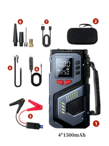 1pc 150PSI 5000A Jump Starter With Air Compressor, 5 In 1 Function Digital Car Tire Inflator Jump Box Battery Pack, Portable Car Battery Charger For 10L Gas Or 5.0L