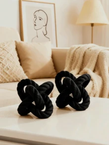 黑色结饰摆件，现代几何圆形雕塑桌面摆件，圆形家居装饰品，适用于书架、咖啡桌、书柜，亦可作为礼品。 - 彩色 - 查看 6