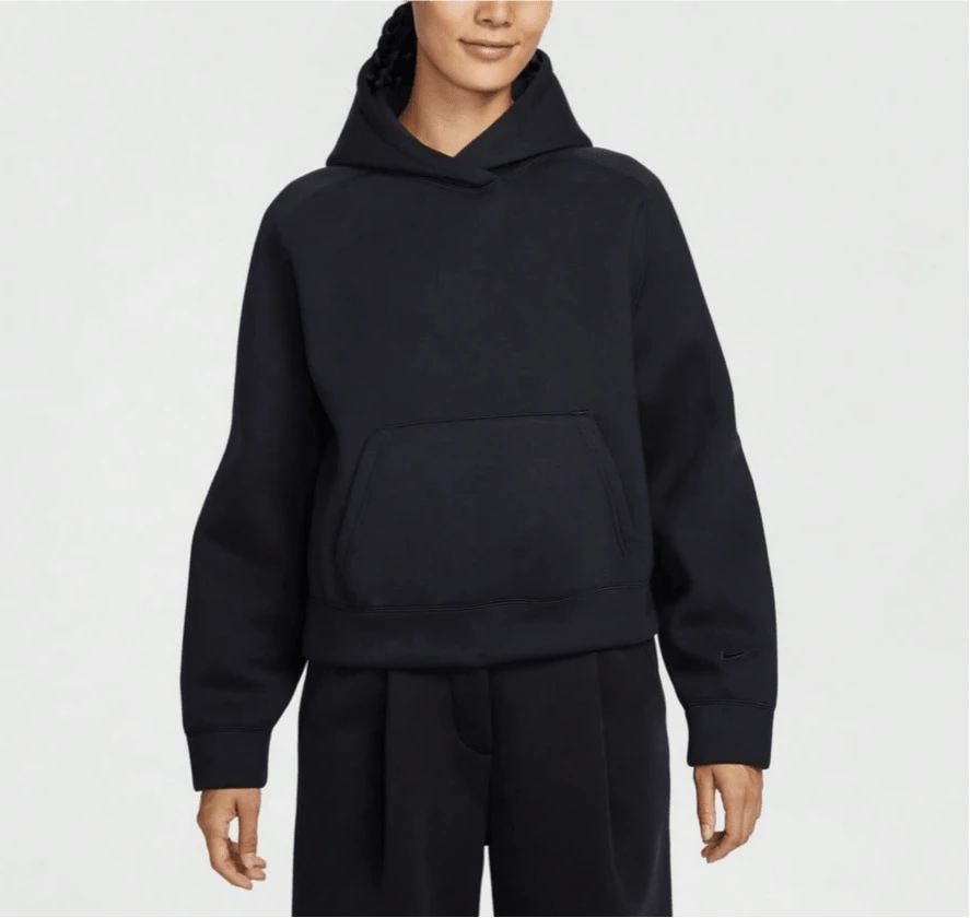 Nike Women Oversized Knit Hoodie Sweatshirt IF0329-010 - Black - View 1