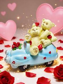 1 Stück kreative Cartoon Valentinstag Paar Bär Harz Figur, Innenraum Dekoration Tischdekoration, Hochzeitsdekoration, Feiertagsgeschenk - Verschiedenfarbig - Übersicht 10