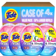 Tidee&Downy 4-In-1 HE Laundry Detergent Pods (9 Count) - April Fresh Scent, Powerful Cleaning & Stain Removal, Long-Lasting Freshness, Color Protection & Fabric Softness, High-Efficiency Compatible, Fast-Dissolving In Cold Water, Gentle On Bedding, Towels & Everyday Fabrics, Pre-Measured No-Mess Laundry Pacs, Avoid Waste, Ideal Holiday Gift For Thanksgiving & Christmas, Show Love To Family Friends Loved Ones With Clean Fresh Soft Clothes, Premium Laundry Care Solution [Laundry Detergent, Washing Powder, Laundry Pods, Dish Soap, Dishwashing Liquid, Washing Machine, Mobile Phone, Cleaning Supplies, Stain Removal, Stain Remover, Cleaning Agent, Floor Cleaner, Buy One Get One Free, Kitchen Cleaner, Laundry Products, Christmas] - 彩色 - 查看 1