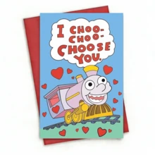 1/2 Piece Valentine's Day Train Theme Greeting Card - "I Choo Choo Choose You" - Love & Romantic Card, Suitable For Birthday, Anniversary, Unisex, Premium Paper, Easy To Write - Blue - View 7