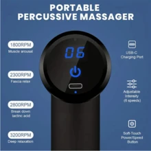 Portable Mini Massage Gun With LED Touch Screen, Adjustable Speed, Rechargeable Design, 4 Interchangeable Massage Heads, Deep Tissue Percussion Massager For Neck, Shoulders, Back, Waist And Full Body, Gift For Men And Women - Liquid Crystal - View 9