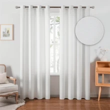 2 piezas.55.1IN*94.5IN(140cm*240cm) Cortinas de lino.Visillo semitranslúcido y transpirable.Diseño minimalista en blanco puro.Transmisión de luz natural con protección de la privacidad.La elección ideal para la decoración del hogar. - Blanco - Ver 7