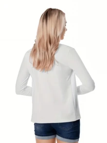 Ladies' Elegant Solid Color Blazer - Four-Season Versatile Blazer, Machine Washable, For Casual & Professional Wear, Opaque Fabric, Classic Office Jacket, Wrinkle-Resistant, Lightweight Staple Piece - 白色 - 查看 2