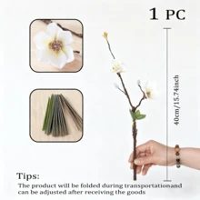 1 pieza Flor artificial de tacto real Magnolia blanca cremosa del sur, Magnolia Grandiflora artificial realista para decoración del hogar - Multicolor - Ver 11