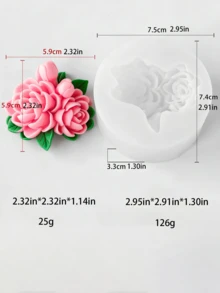 新款玫瑰硅胶模具 | 3D蝴蝶兰香皂蜡烛装饰工具 | 树脂粘土手工DIY模具套装（含莲花） | 适用于婚礼、毕业派对礼物、石膏工艺品、香薰蜡烛 - 白色 - 查看 10