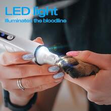1个狗狗指甲磨甲器，静音专业版宠物指甲修剪器，带LED灯、智能显示屏、8000转/分钟、USB充电的爪子指甲钳，适用于大、中、小型犬、猫及其他小型动物 - 白色 - 查看 6