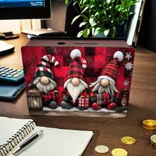 Merry Christmas/DIY Set, Handmade Wooden Rectangular Coin Storage Box, Red/Blue, Home Decor, Piggy Bank, Home Office, Wedding Holiday New Year Gift, Graduation, Birthday Party Favor, Home Decor, Library Display, Halloween And Christmas Gift, Small Organizer (No Electricity)