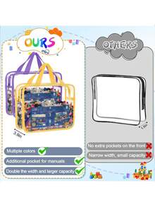 Conjunto de 2 Sacos Transparentes para Armazenamento de Brinquedos, Bolsos Reutilizáveis, Presente Ideal para Recém-Nascidos, Adequados para Jogos de Mesa, Blocos de Montar, Quebra-cabeças, Brinquedos e Organização de Berçário, Sacos Transparentes Perfeitos para o Início do Ano Letivo - Multicolorido - Ver 5
