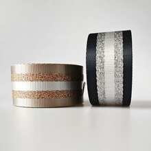 Metallic Gold Striped Webbing, 1.5 Inches Wide, 3 Yards - Polyester Brushed Webbing, Webbing Suitable For DIY Craft And Bag And Wallet Projects, DIY Wallet Making - Multicolor - View 3