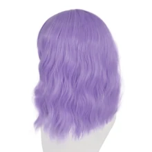 BARSDAR 14 Inch Light Purple Short Bob Lavender Lilac Wigs With Bangs For Women Loose Wavy Lilac Wig Curly Shoulder Length Synthetic Cosplay Lavender Wig For Girl Colorful Halloween Costume Suitable For Daily Use And Parties - Màu tím nhạt - Xem 4
