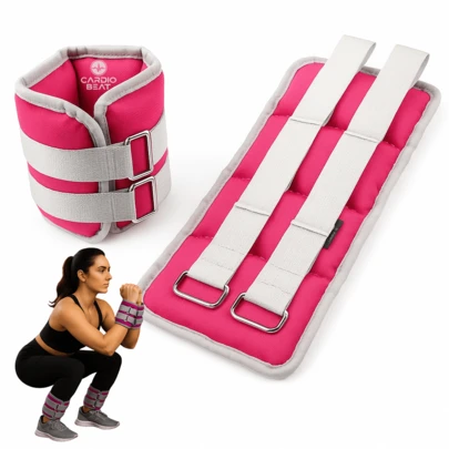 CARDIO BEAT Par de Polainas con Peso de 1 kg para Piernas y Brazos | Tobilleras y Muñequeras Ajustables para Ejercicio, Fitness y Rehabilitación