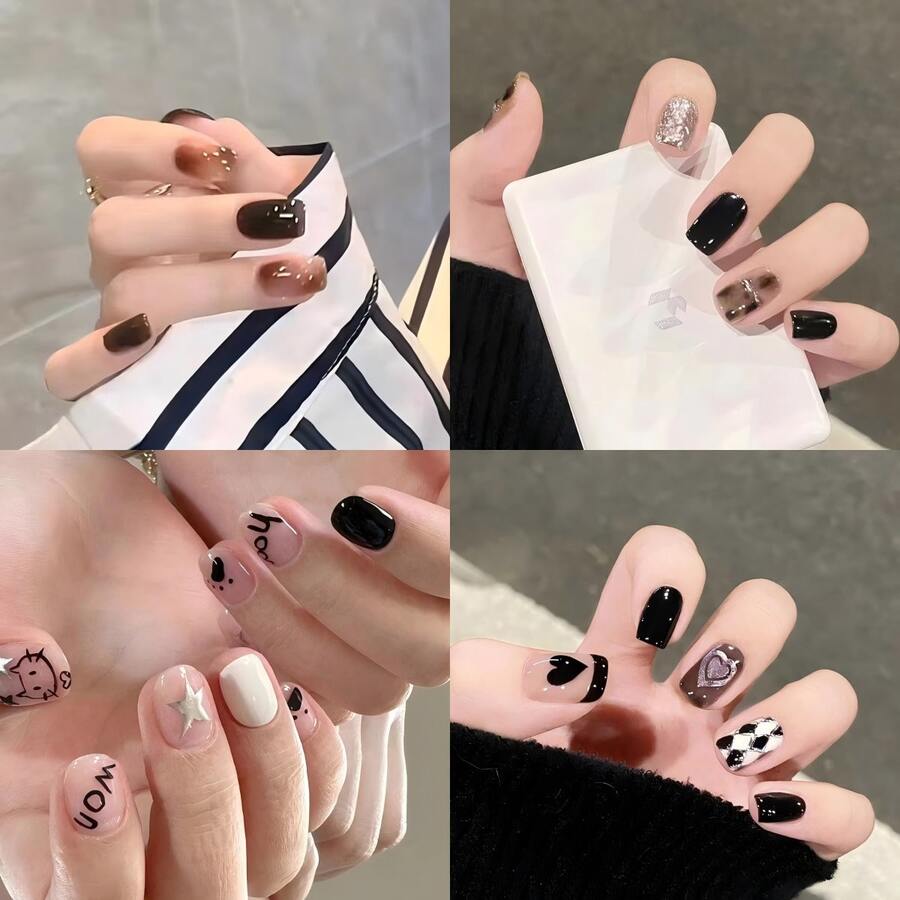 4 Boxes 96Pcs Short Squoval Press On Nails |24PCS Fall Cat Eye & Amber Ombre Press On Nails In Light Brown Skin-Brightening Retro Design, Oval False Nails With Magnetic Effect & Pure Color Vintage Aesthetic For Women, Brides & Nail Artists | Autumn Ready-To-Wear For Daily, Wedding, Party & Holiday Manicure.Nails Supplies,Press On Nail,Nails Acrylic Press On,Nails Kit,Cute Nails.Poly Gel Nail Kit. - 混合裝430 - 查看 1