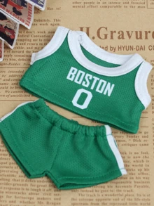 The Monsters Lakers - 2-Piece Green Mesh Sleeveless Top & Shorts Set with White Trim & Number 0, Miniature Sports Costume for Plush Toy Like , Kawaii Fashion Accessory for DIY Doll Display, Collector's Gift，Suitable as a girl for boyfriendsfriend girl