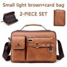 WEIXIER 2 件套斜挎包、单肩包、胸包、手拿包、PU 皮革多口袋大容量、可调节肩带、便携、新商务复古简约时尚手提包、适用于办公室贴纸夏季返校情人节礼物复古夏季包春假度假礼物包斜挎包复古包学校用品