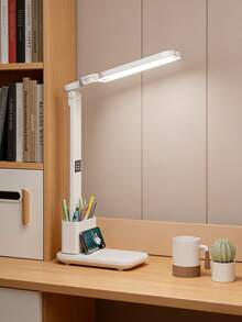 1 st. uppladdningsbar LED-skrivbordslampa, dimbar skrivbordslampa med 3 nivåer (med pennhållare och klockstativ), hopfällbar läslampa med pekskärm, ögonvänlig läslampa för barnrum, hem, kontor, sovrum - En-Storlek - Visa 7