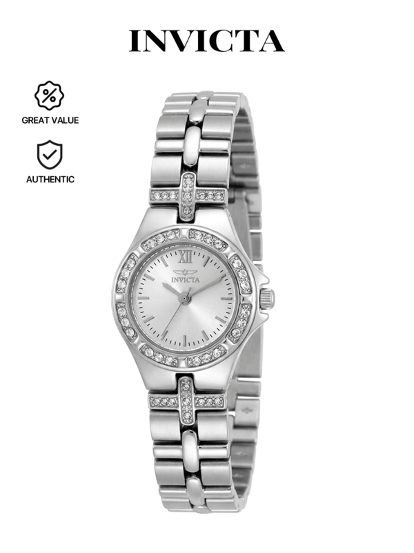 Invicta Authentic Wildflower Women's Quartz Watch Silver 0 | Stainless Steel Bracelet Silver Dial 3-Hand Quartz Analog Timepiece Business Elegant Everyday Casual Dress Watch Wristwatch Fashion Luxury Premium Designer Gift For Her - Luxury Mother's Day Gift - Authentic Watch For Mom - Spring Present