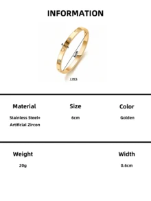 1 chiếc vòng tay hình trái tim bằng thép không gỉ mạ vàng 18K, thiết kế tối giản và sang trọng, thích hợp cho phụ nữ đeo khi hẹn hò. - hình trái tim - Xem 5