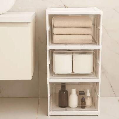 Armário Dobrável Multiuso 3 Compartimentos Estante Portátil Sapateira Prateleira Chão Piso