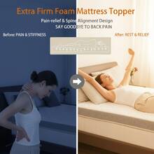 3" Extra Firm Mattress Topper, High-Density Foam Bed Pad With Washable Cover, Back Pain Relief, CertiPUR-US Certified - White - View 5