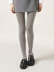 1件装女士保暖过膝袜，灰色紧身打底裤，保暖裤袜，适合商务和工作场合，加厚保暖内衬