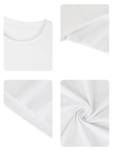 女士夏季新款休闲字母印花圆领纯棉短袖T恤 - 白色 - 查看 10