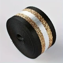 Metallic Gold Striped Webbing, 1.5 Inches Wide, 3 Yards - Polyester Brushed Webbing, Webbing Suitable For DIY Craft And Bag And Wallet Projects, DIY Wallet Making - Multicolor - View 12
