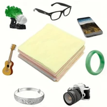 圣诞主题超细纤维清洁布，适用于眼镜、相机镜头、智能手机屏幕、雕像、珠宝和玻璃器皿。厚实柔软，无异味，颜色随机，清洁用品，眼镜清洁剂，眼镜布，眼镜湿巾。 - 彩色 - 查看 6