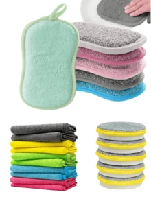 Kitchen Cleaning Set Ultra-Fine Microfiber Cloths, Kitchen Pot Scrubbing Pads