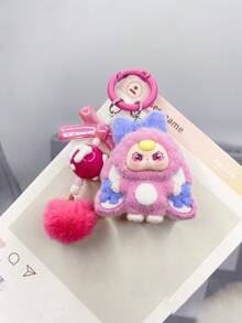 1pc Cute Cartoon 3D Flocked Keychain, Decorative Pendant Keychain, Cartoon Backpack Charm, Car Keychain, Bag Charm, Birthday Gift, Party Favor, Friend Gift, Cartoon Keychain, Small Pendant - Multicolor - View 12