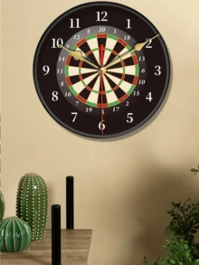 Darts Theme Round Quartz Wall Clock - Battery Powered, Silent, Analog Display, Perfect For Home, Office Or Bar Decor. Ideal Gift For Sports Fans And Great Decoration For Any Sports Bar | Darts Theme Clock | Quartz Clock, Darts Accessories - Multicolor - View 7