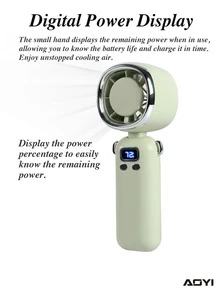 AOYI 便携式手持风扇，颈挂式风扇，小型可充电折叠风扇，1-100档风速可调，3600mAh电池，强劲风力，夏季假期必备个人降温配件，适用于房间、家庭、旅行、海滩、运动、室内、室外、徒步旅行、背包旅行、露营等多种场合。 - 彩色 - 查看 9