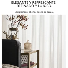 2 piezas,55.1IN*94.5IN(140cm*240cm) Cortinas semitransparentes con rayas verticales.Textura de gasa con diseño minimalista.Filtran suavemente la luz.Diseñadas específicamente para montar en barra.Ideales para decorar salones y dormitorios. - Blanco - Ver 2