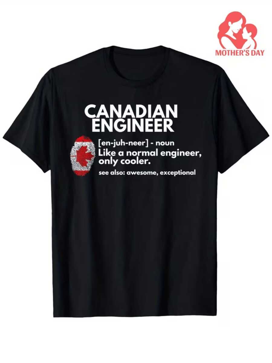 Camiseta de algodón de 180g para hombre, de manga corta y estilo casual - camiseta de verano transpirable con cuello redondo, con un moderno estampado de Ingeniero Canadiense, lavable aáquina, de corte regular, adecuada para uso casual, para desplazamientos diarios, uso casual de verano, versátil para uso en el hogar y adecuada para paseos al aire libre. Sencilla y versátil, apta para todos, estilo moderno y exclusivo, la primera opción para parejas. - Negro - Ver 1