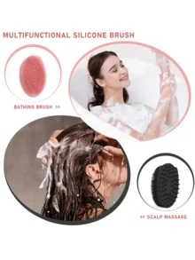 1 Stück Silikon Körperbürste und Kopfhautmassagegerät - Doppelseitige Peeling-Bürste, weiche Borsten, rosa und schwarz, ergonomischer Griff, für die Dusche, unisex, geeignet für alle Hauttypen, kann als Kopfhautmassagebürste verwendet werden, unverzichtbar für das Baden, strukturierte Oberfläche, hygienisches Material, Pflegeessenzial - Verschiedenfarbig - Übersicht 4