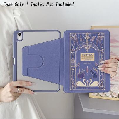 1 chiếc ốp bảo vệ dạng sách xoay 360° có khe cắm bút, họa tiết sổ tay ma thuật cổ điển màu tím dành cho máy tính bảng - Phù hợp cho những người thích phong cách cổ điển độc đáo và thiết kế văn chương, tương thích với iPad, ốp bảo vệ thông minh/ Air 13(M3 2025)/ Air 11(M3 2025)/ Air 11(M3 2025)/ 11(A16 2025), có chức năng tự động ngủ/thức, áp dụng cho các thiết bị.