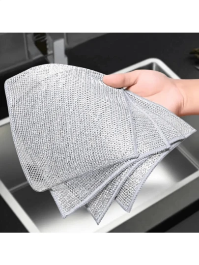 Estropajo de lana de acero de fibra ultrafina - Esponja de limpieza de cocina de doble cara, adecuada para platos y utensilios de cocina